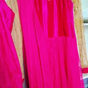 Floor Length Dark Pink Designer Gown