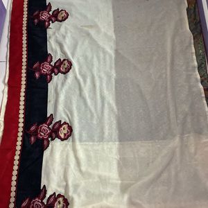 Designer Half Design Saree(Velvet+georgette)