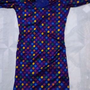 Women's Royal Blue Dot Printed Short Kurti