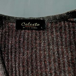 Celesto Women Brown Button Down Winter Sweater