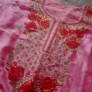 Pink Kurta Skirt Plazo With Dupatta