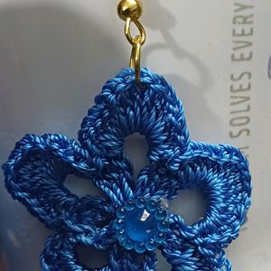 Blue Crochet Earrings