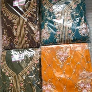 Dress Material Set With Zari & Stone Work