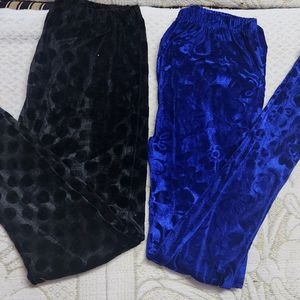 Black And Blue Winter Wear Legging.  .