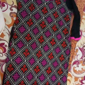 Black Multi Colour Embroidered Kurta