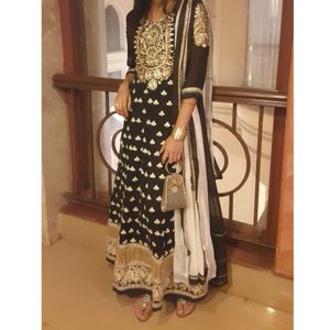 Admyrin Black Georgette Anarkali Kurta Set