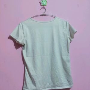 White Slim Fit Tshirt For Women