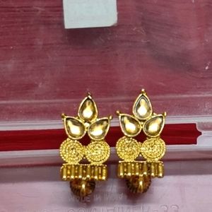 Artificial Golden Neck Set With Earrings