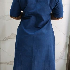 Solid navy blue kurta