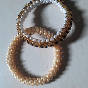 2 Handmade Peral Bangles Of Different Types