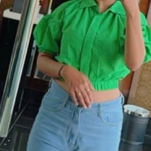 Tokyo Talkies Green Crop Top