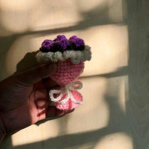 Handmade Crochet Purple Roses Bouquet