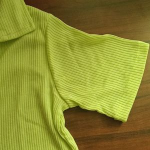 Collar Crop Tee- Lime