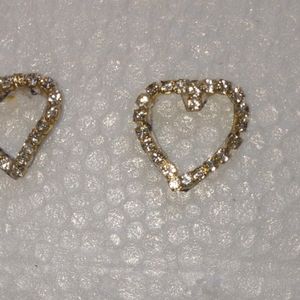Heart Earrings Golden Stone.