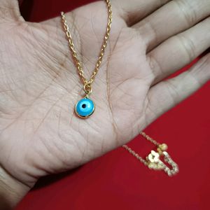 Evil Eye Gold Plated Locket With 24 Inch Chain