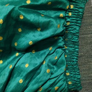 Green Fully Sequenced Skirt For Girls