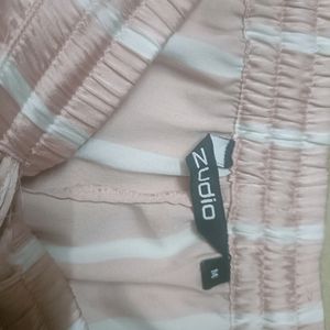 Zudio Satin Light Pink White Stripes Shorts