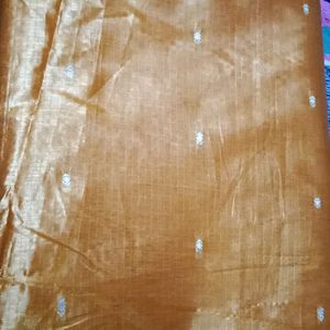 golden banarasi silk saree in good condition without blouse