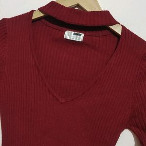 Maroon Winter Dress For Girl Or Woman 28- 30 Bust