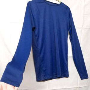 Men Tshirt Full Sleeve Round Neck Solid Blue