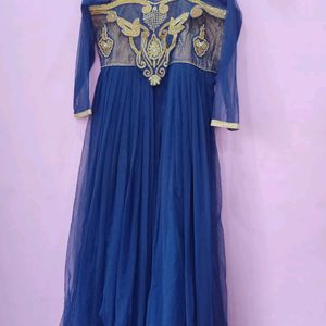 Navy Blue Heavy Neck Gown