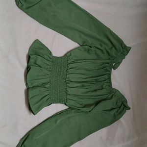 Basil Green Crop Top