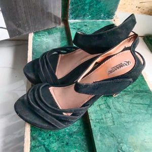 Black Strip Heel Sandal