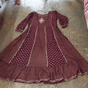 Maroon partywear Heavy Ethnic Kurti