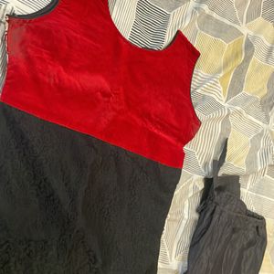 Velvet Ethnic Wear Red And Black+ Combo Of 2 Pants