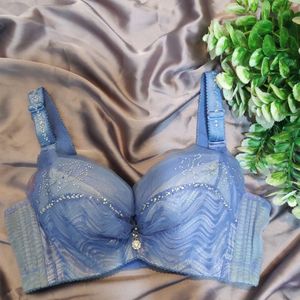 blue push up bra