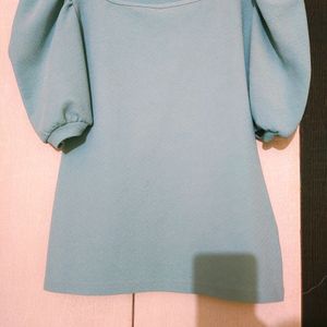 Blue TOP with Puff SLEEVES