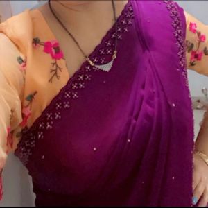 Dark Purple Satin Saree