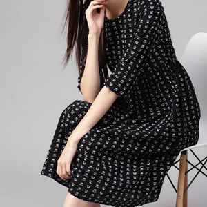 M Size Nayo Black printed Dress