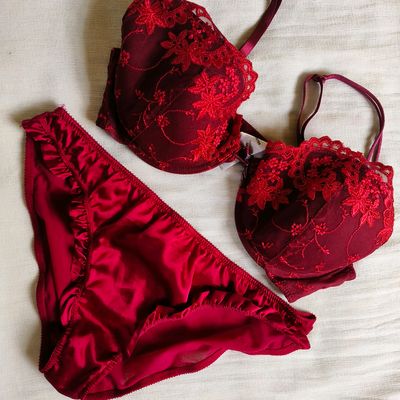 Red Lingerie Set. Sexy Bra And Panties. Stock Photo, Picture and Royalty  Free Image. Image 80391039.
