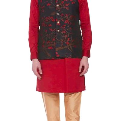 Buy Light Cream Booti Print Jacket Online in India @Manyavar - Nehru Jacket  for Men