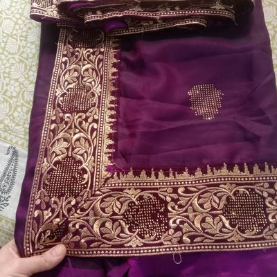 Buy Eggplant Violet Kanjivaram Saree online-Karagiri