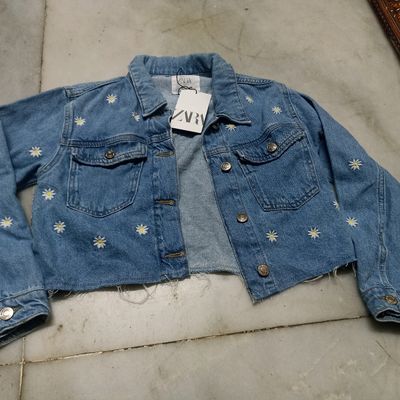 Cropped grey denim jacket - PULL&BEAR