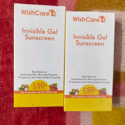 Sunscreen, Wishcare Invisible Gel Sunscreen Pack Of 2