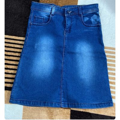 Buy Women Blue Denim Front Zipper Mini Skirt Online at Sassafras