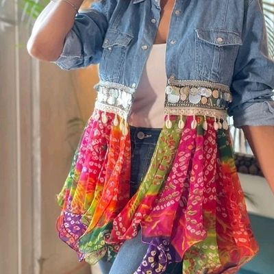 Kurtas | Navratri Denim Jacket Shrug | Freeup