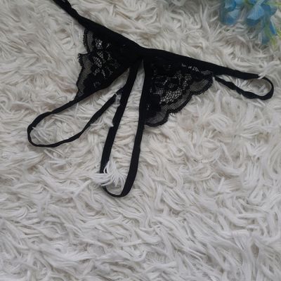 Lace Thong Panty With Open Gusset