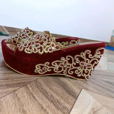 Buy Wedding Sandal for Bride High Heels Wedding Wedge Comfortable Bridal  Wedding Shoes Handmade Sandals Women's Heels Indian High Heels for Her  Online in India - Etsy