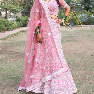 Rani Pink White and Pink Double Dupatta Lehenga Set - Angad Singh-  Fabilicious Fashion