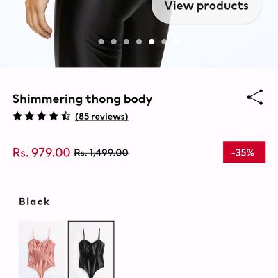 Shimmering thong body - Black - Ladies