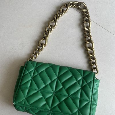 Zara Green Animal Croc Embossed Print Shoulder Hand Bag Gold Tone Chain  Strap | eBay