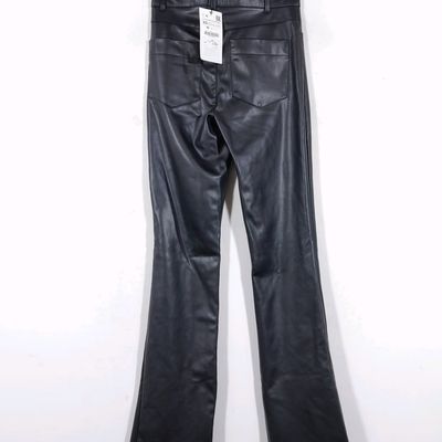 LEATHER WIDE-LEG TROUSERS - LIMITED EDITION - Grey | ZARA United Kingdom