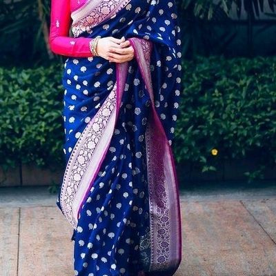 Watermelon pink semi-soft silk saree with unique zari designs, contrast  plain border & intricate floral design pallu