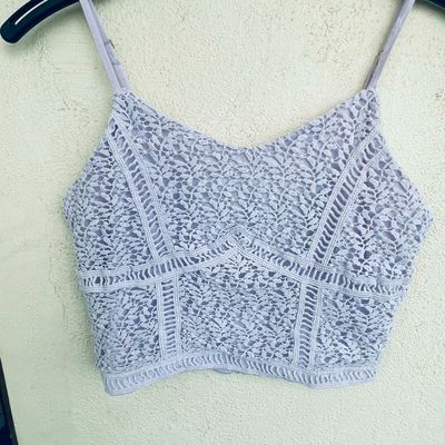 Buy Nuon Grey Self-Patterned Crop Top from Westside