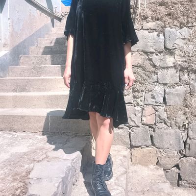 Zara Zara Trafaluc Surplice Short Sleeve Velvet Dress | Grailed