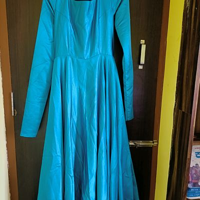 Designer Umbrella Sleeve Blue Color Georgette Gown - Clothsv